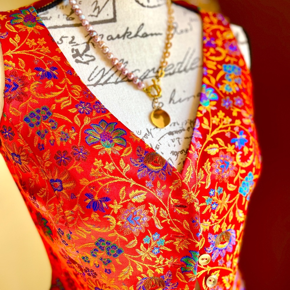 Vibrant Floral Brocade Vest